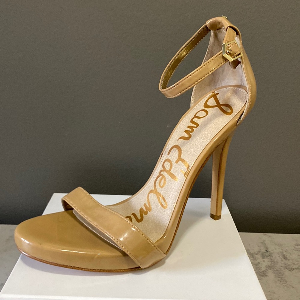 Sam Edelman Eleanor Buff Nude/Tan Open Toe Stiletto Size 7.5